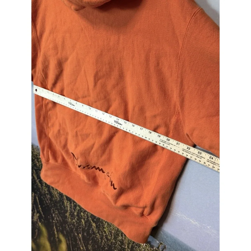 Champion Reverse Weave M Orange Full Zip Hoodie Sweatshirt Heavyweight